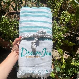 Dream Inn Striped Swim Towel - Aqua and White